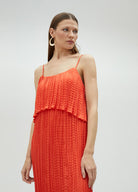 VESTIDO MAITE MIDI FALSO PLISSADO COM FOLHOS - Carla Valente