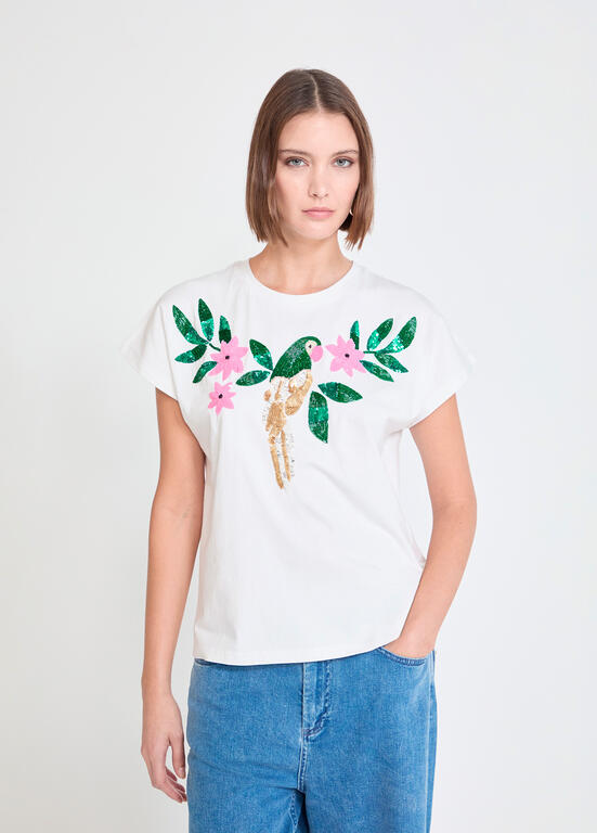 T-SHIRT MAITE PAPAGAIO COM JÓIAS - Carla Valente