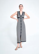 VESTIDO MAITE TRICOT MARINHEIRO ABERTO - Carla Valente