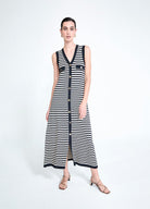 VESTIDO MAITE TRICOT MARINHEIRO ABERTO - Carla Valente