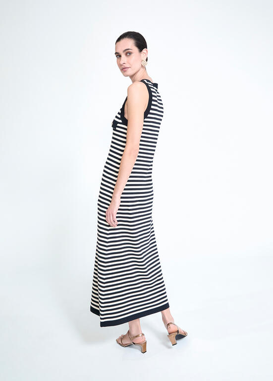 VESTIDO MAITE TRICOT MARINHEIRO ABERTO - Carla Valente