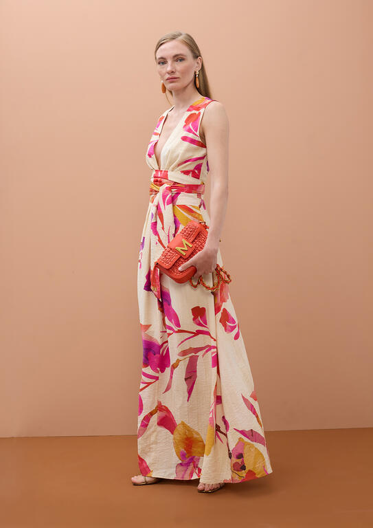 VESTIDO MAITE  DECOTE EM V E CINTURÃO AJUSTÁVEL - Carla Valente