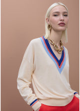 JERSEY MAITE DECOTE EM V CORES CONTRASTANTES DETALHE TRANÇA - Carla Valente