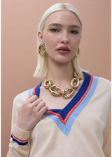 JERSEY MAITE DECOTE EM V CORES CONTRASTANTES DETALHE TRANÇA - Carla Valente