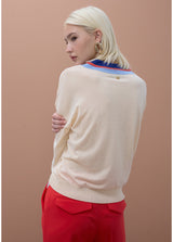 JERSEY MAITE DECOTE EM V CORES CONTRASTANTES DETALHE TRANÇA - Carla Valente