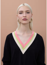 JERSEY MAITE DECOTE EM V CORES CONTRASTANTES DETALHE TRANÇA - Carla Valente