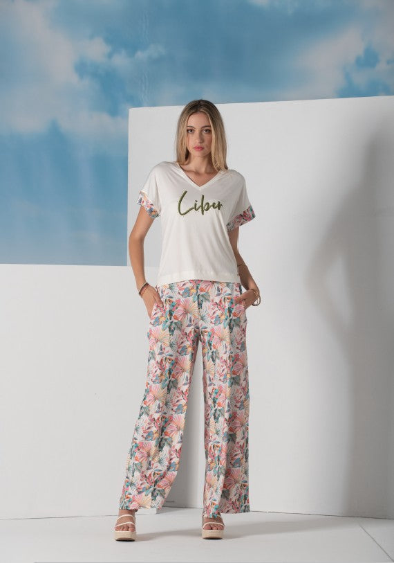 T-SHIRT LIBERJEANS MANGA BAINHA TROPICAL - Carla Valente