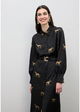 VESTIDO LOLA CASADEMUNT ACETINADO ESTAMPA LEOPARDO - Carla Valente