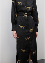 VESTIDO LOLA CASADEMUNT ACETINADO ESTAMPA LEOPARDO - Carla Valente