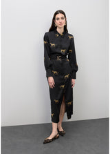 VESTIDO LOLA CASADEMUNT ACETINADO ESTAMPA LEOPARDO - Carla Valente