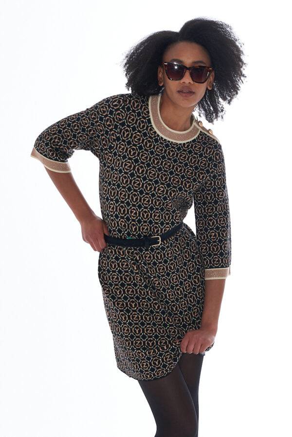 VESTIDO YES ZEE MALHA JACQUARD MANGA 3/4 - Carla Valente