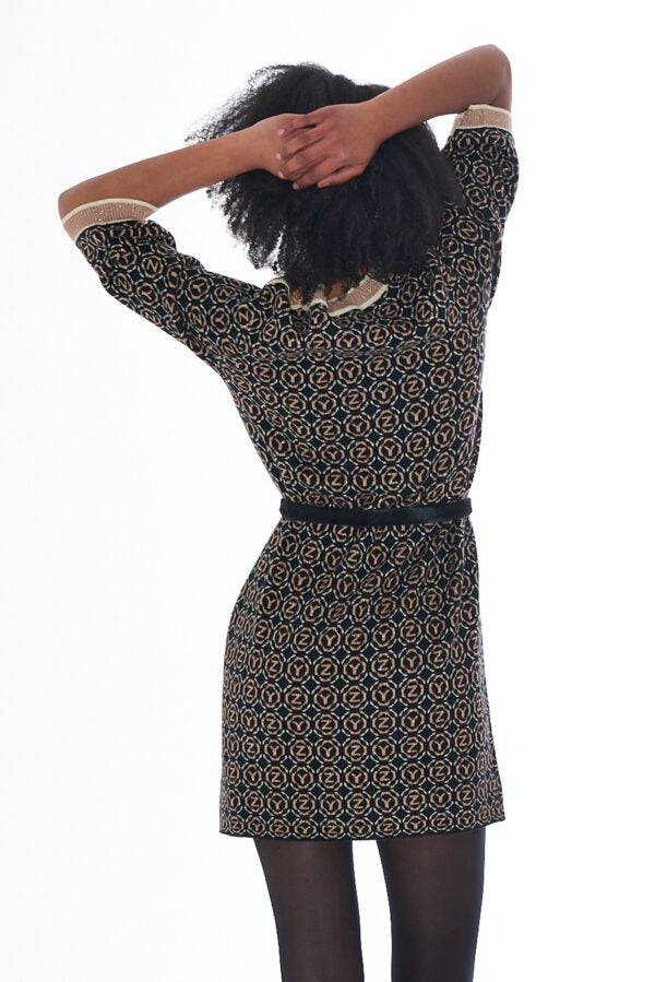 VESTIDO YES ZEE MALHA JACQUARD MANGA 3/4 - Carla Valente