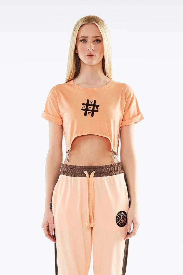 T-SHIRT VDR CROP C/FVLS - Carla Valente